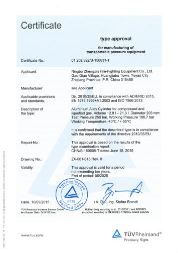 Imagine din PDF: document TÜV pentru un echipament sub presiune