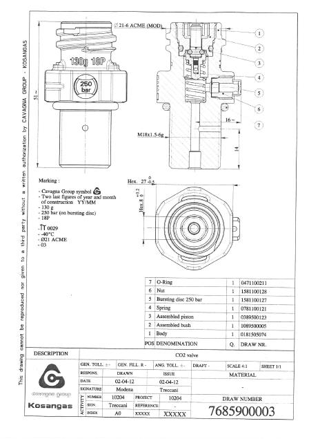 Imagine din PDF: desen tehnic al valvei ACME